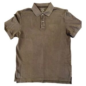 American Eagle Mens Super Soft Standard Fit Polo Shirt black Short Sleeve Small